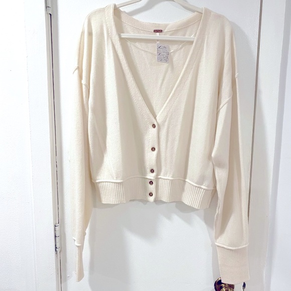 Free People Sweaters - Free People cashmere cardigan sweater NWT cream buttondown long sleeve wool top